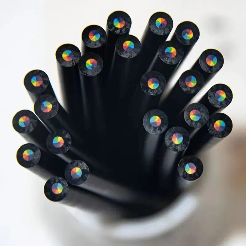 10pcs Color Black Wood Pencils 7 In 1 Pencil Gradient