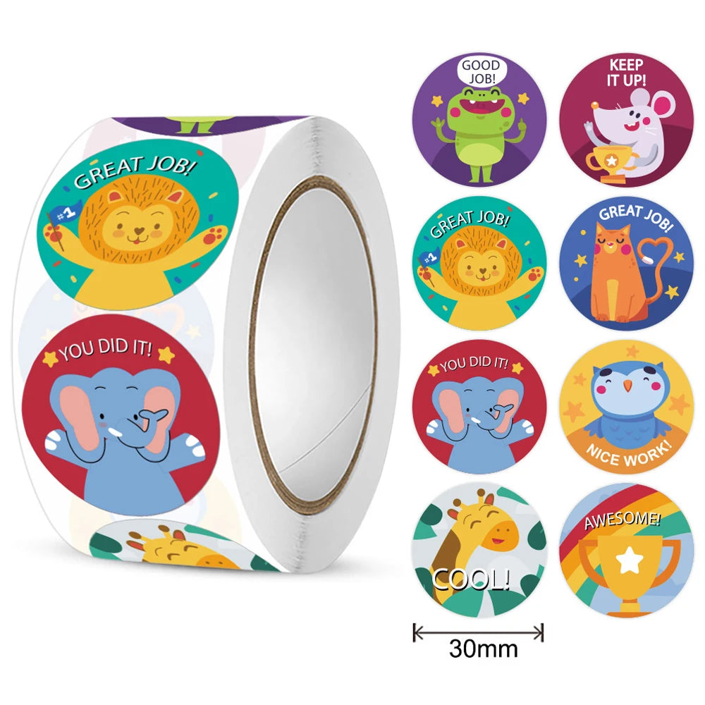 Cartoon Reward Stickers 8 Designs 2.5cm
