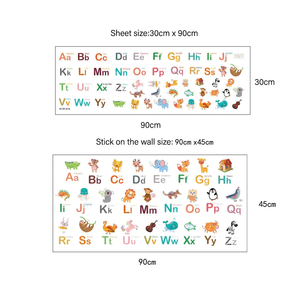 Cartoon Animal Alphabet Wall Sticker