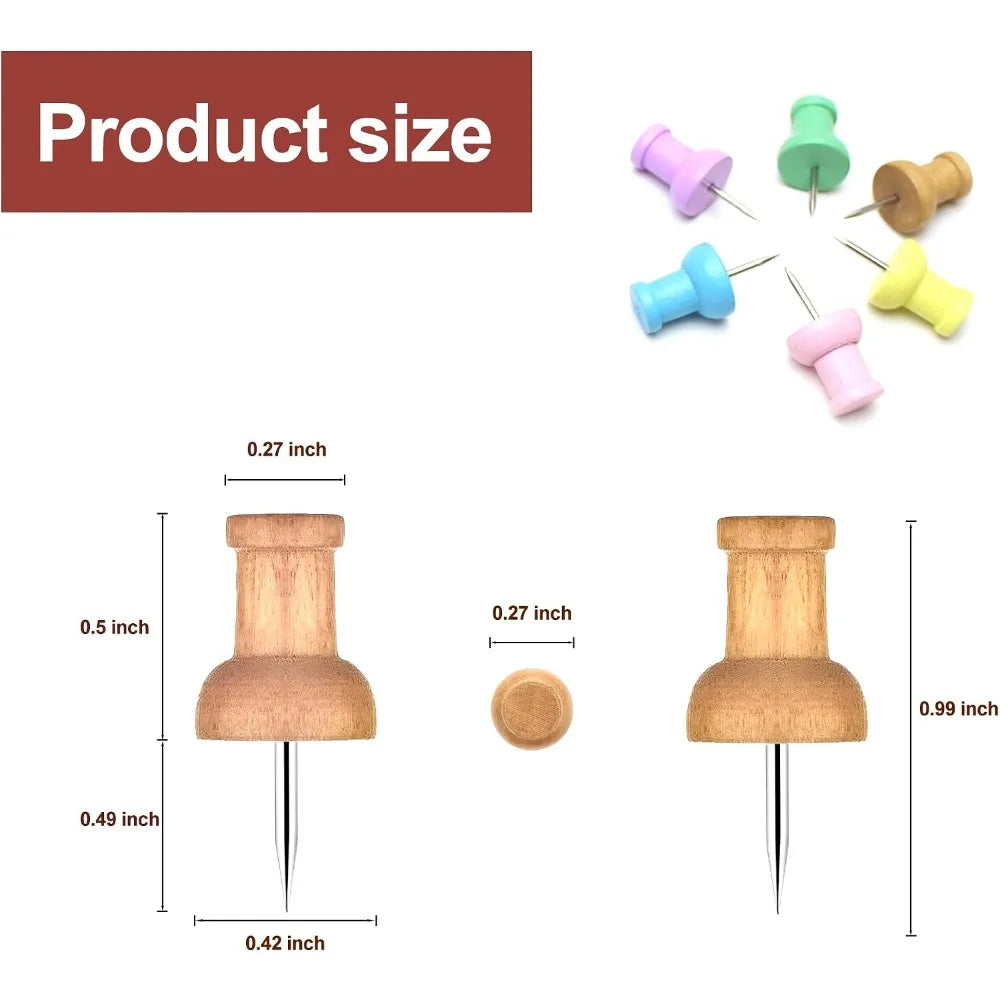 Colorful Wood Push Pins