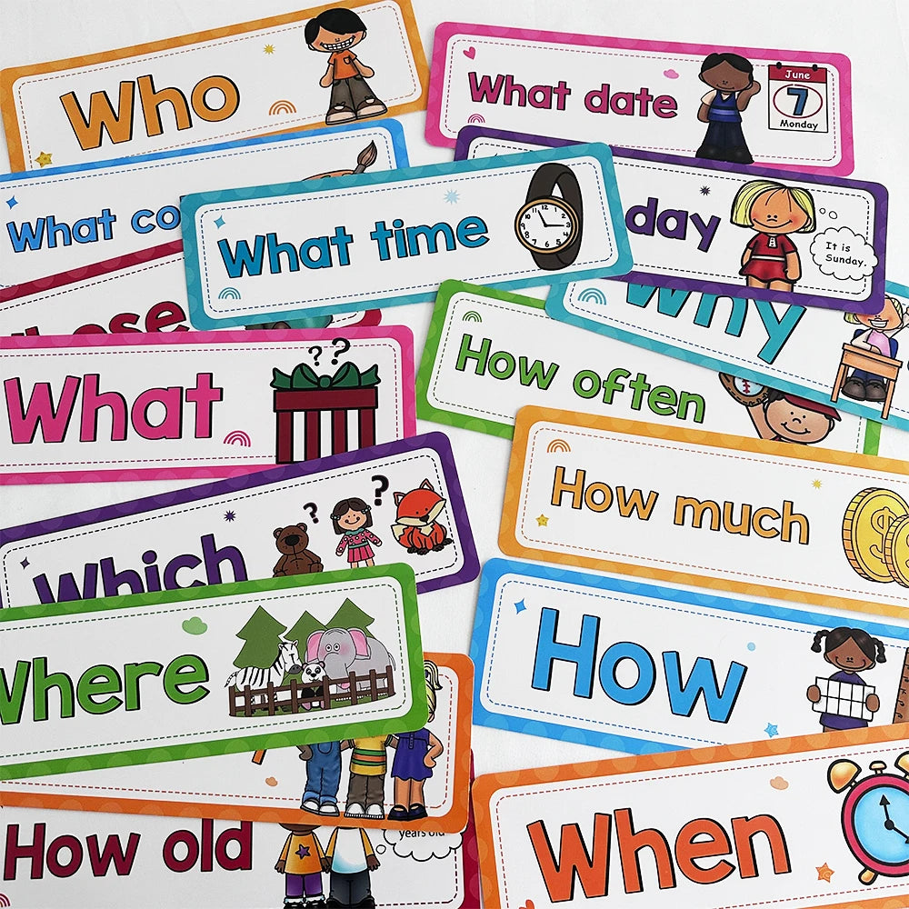 WH Question Words English Grammar Learning Cards