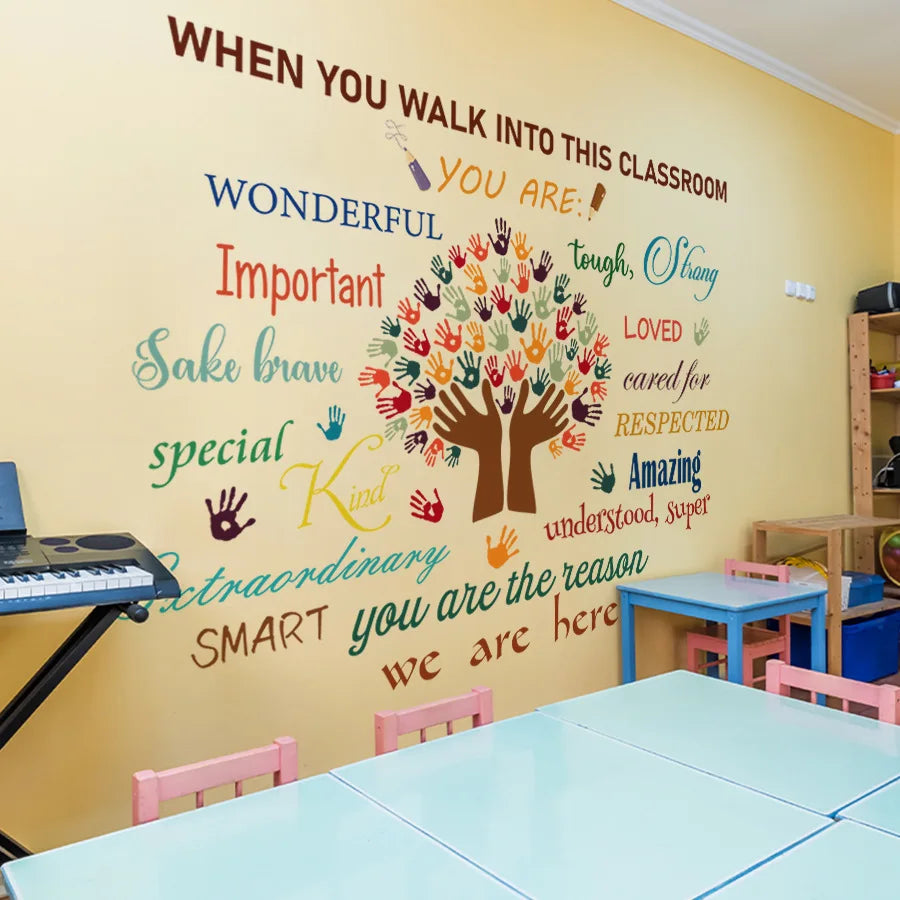 Graffiti Tree Inspiring English Phrases Wall Stickers