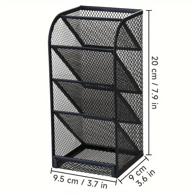 Four-Layer Black Mesh Desk Storage Box