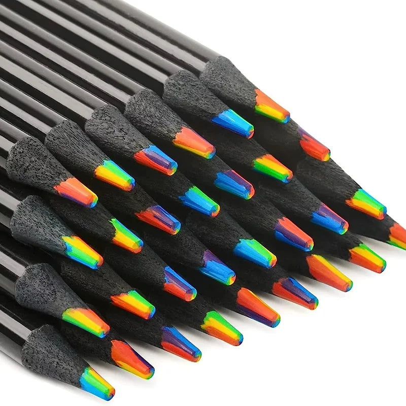10pcs Color Black Wood Pencils 7 In 1 Pencil Gradient
