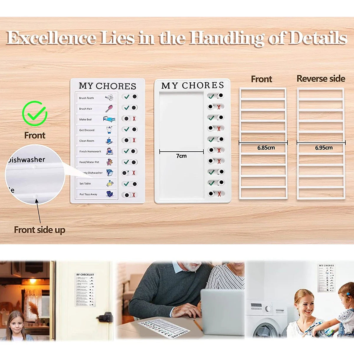 1Pcs Kids Chore Chart with 5Pcs