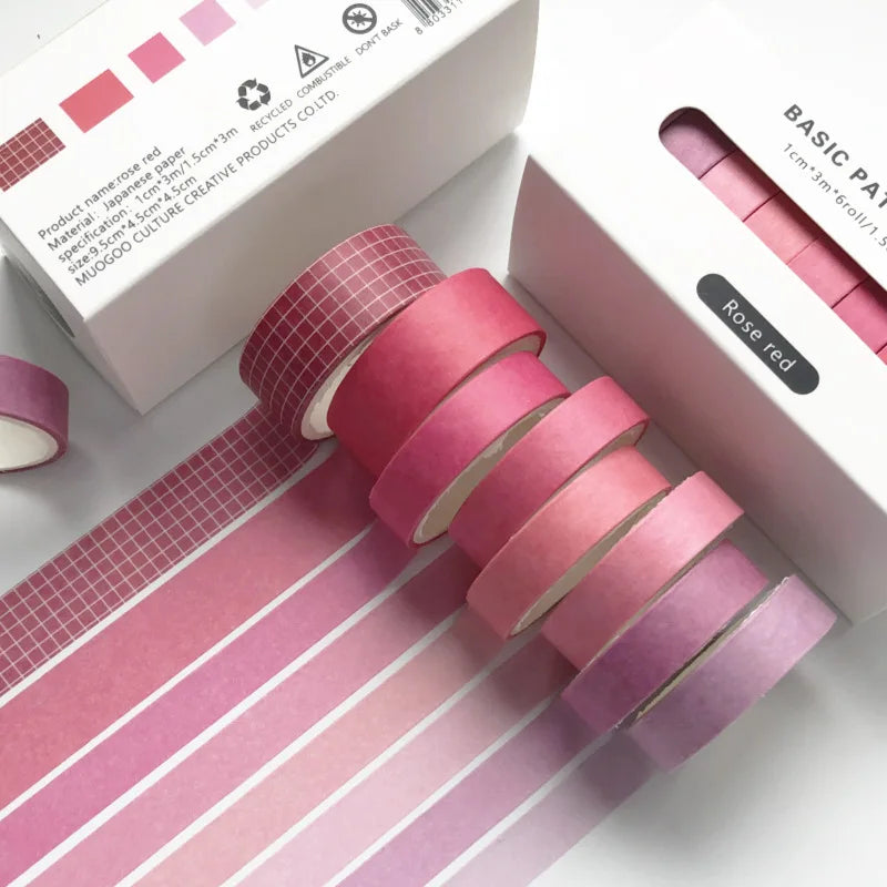 8pcs/box Basic Color Washi Tape