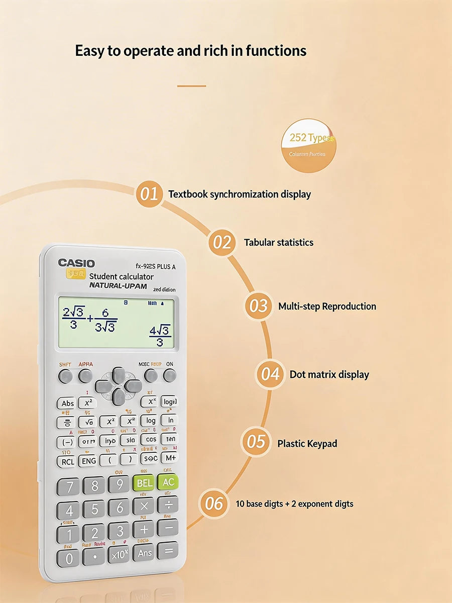Casio Genuine FX-82ES Multifunction Scientific Calculator