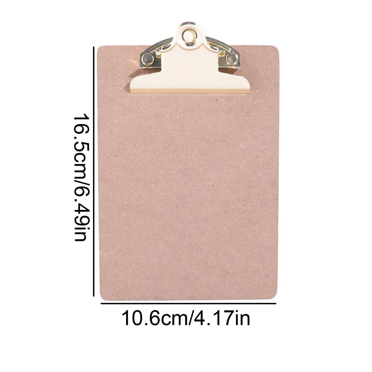 Wood Color Clipboard with Golden Metal Clip