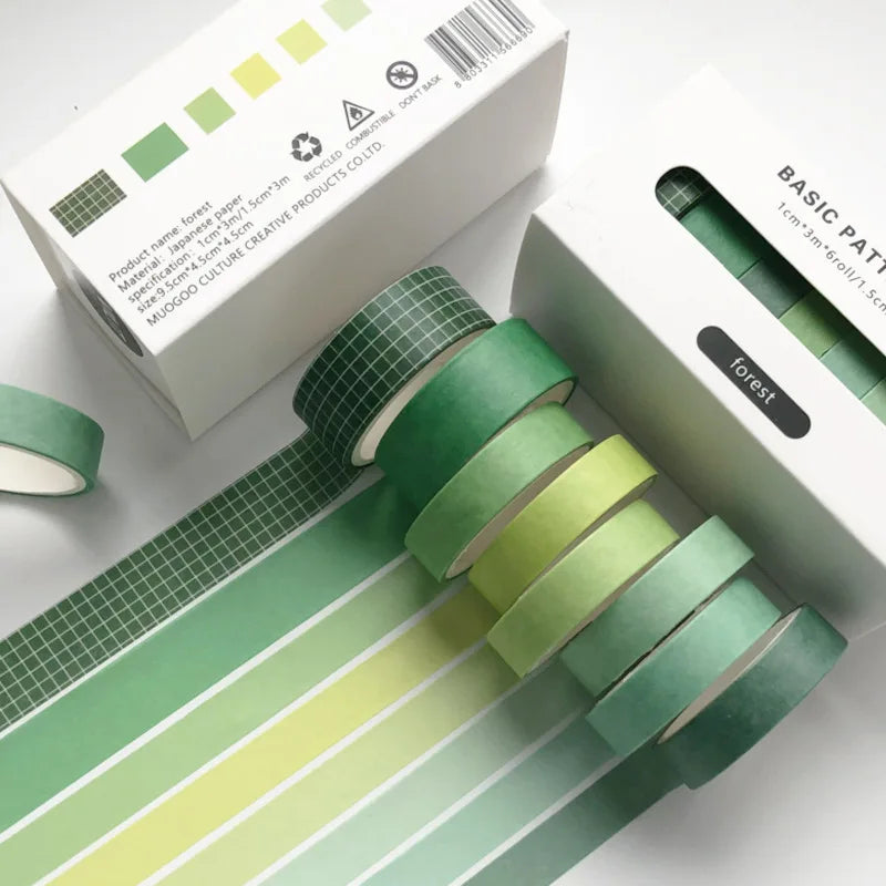 8pcs/box Basic Color Washi Tape