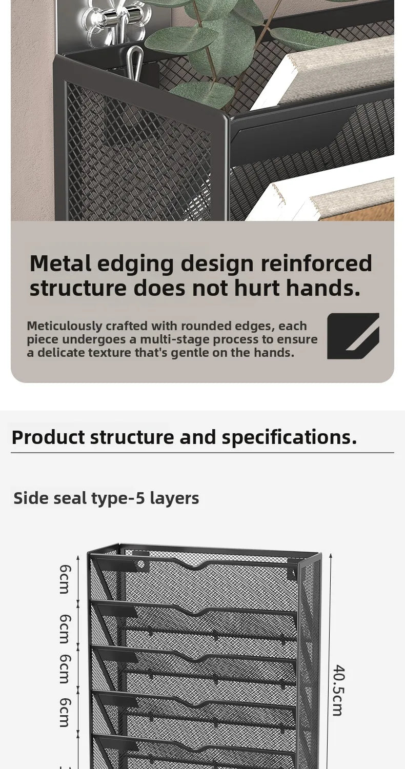 5 Pocket Mesh Hanging Wall File Organizer