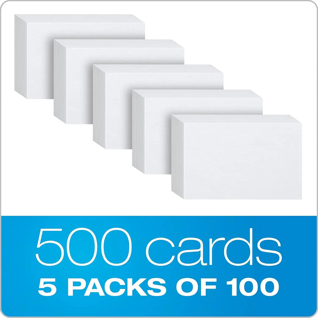 Index Cards, 3 x 5 Inches, White, Blank Notecards