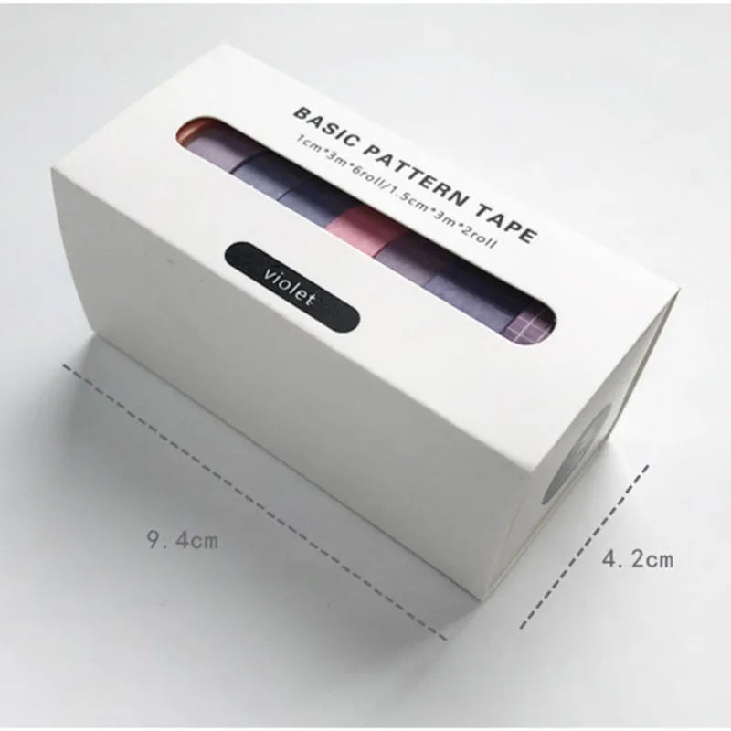 8pcs/box Basic Color Washi Tape
