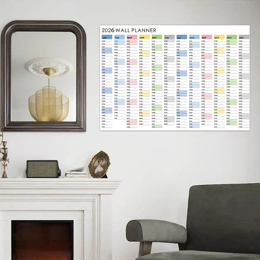 2026 Wall Calendar Yearly Planner Poster