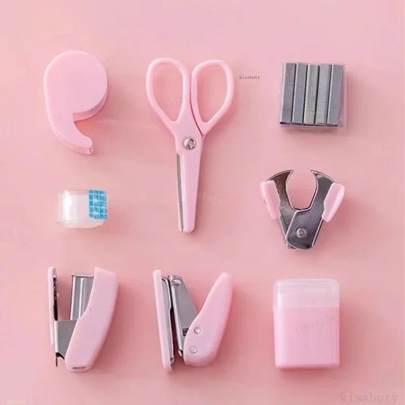 Mini Stapler Staple Punch Hole Tape Machine Set