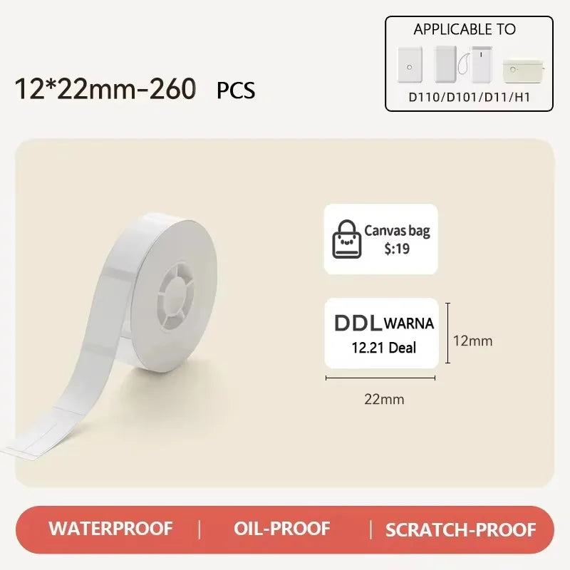Niimbot D110 Label Sticker White Waterproof Anti-Oil Labels