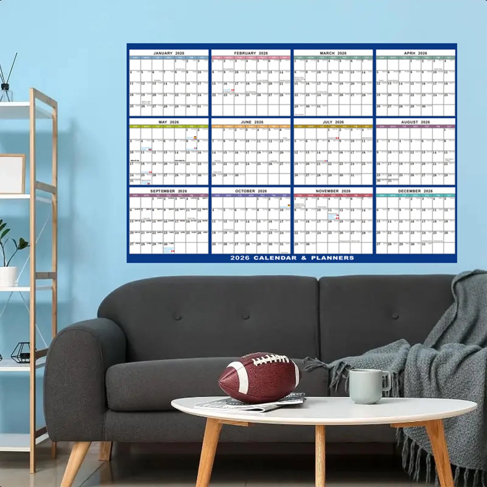 2026 English Double-Sided Laminated Wall Calendar
