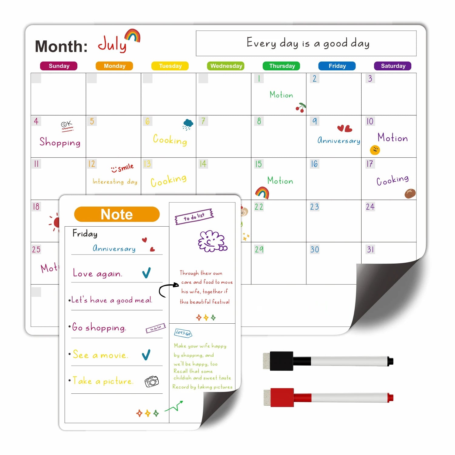 Magnetic Calendar For Fridge