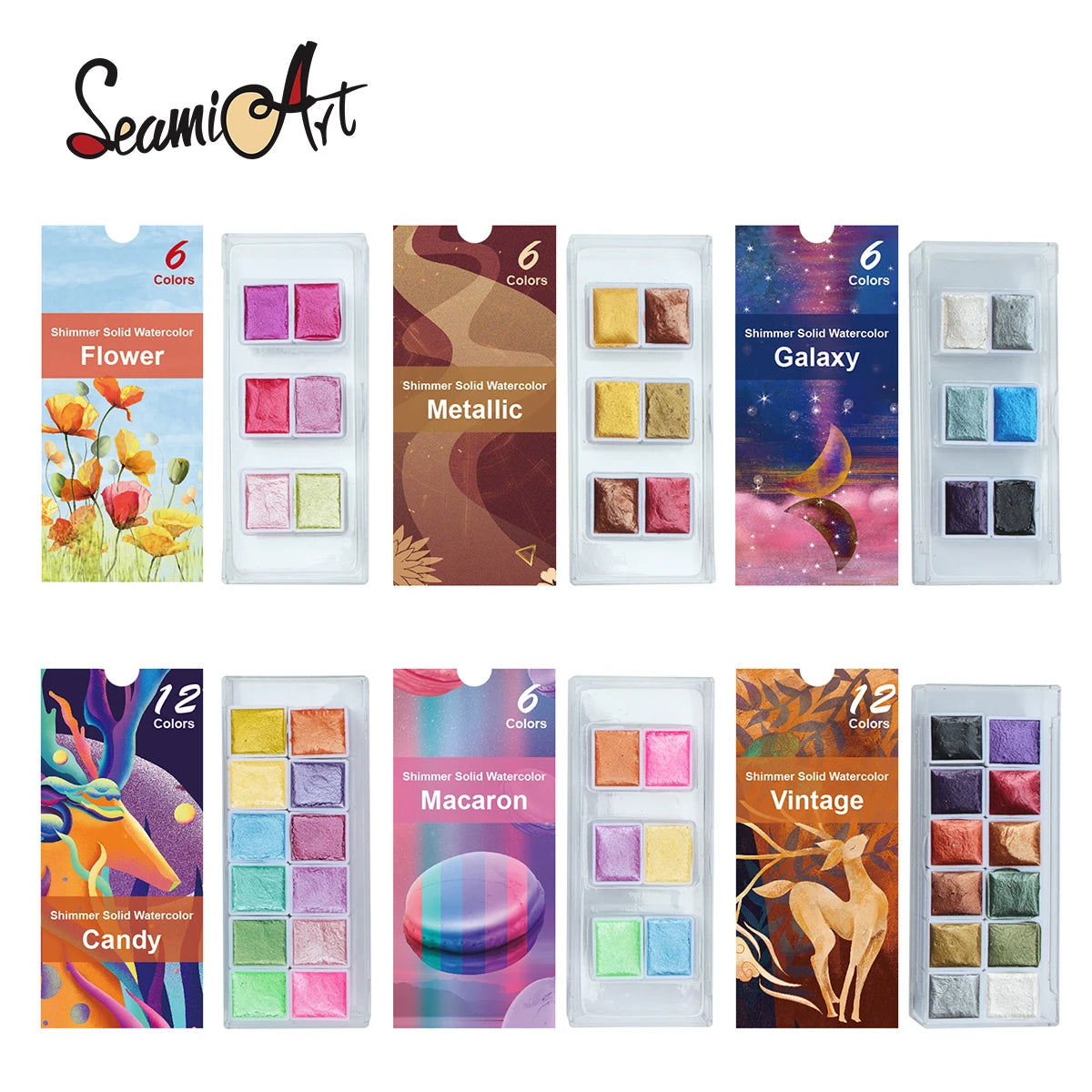 Seamiart 6/12 Watercolor Paint Set