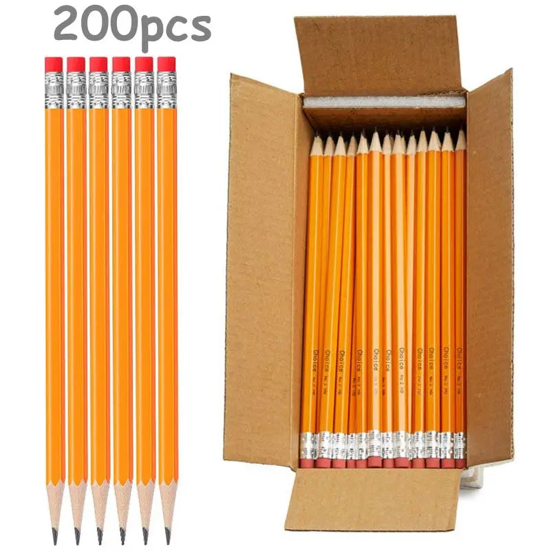1Box/200Pcs Pre-Sharpened Pencils With Eraser