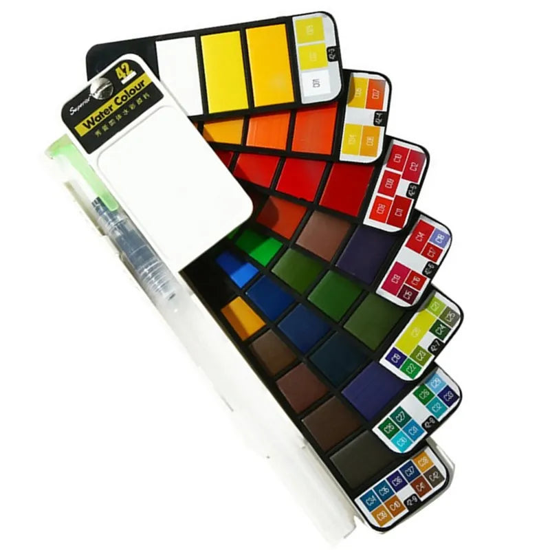 42 Colors Solid Foldable Watercolor Pigment Brush Set