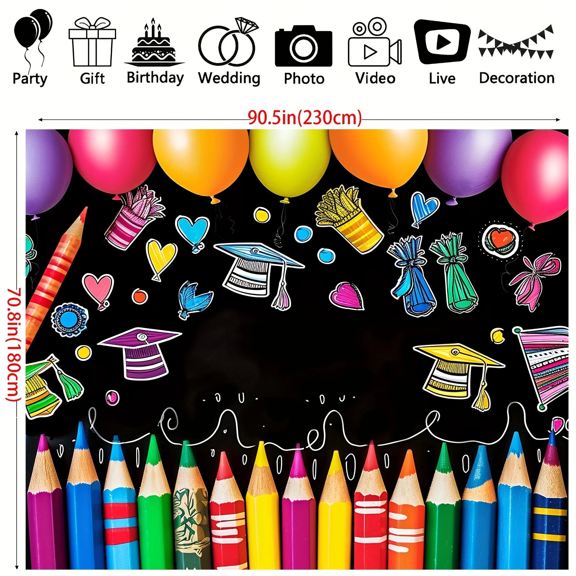 Colorful Crayon Pattern First Day Of School Backdrop