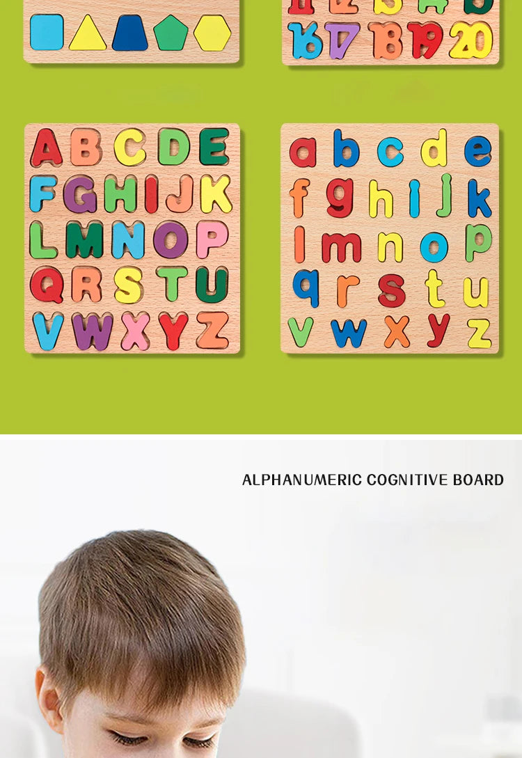 Kids Alphabetic Arithmetic Wooden Puzzle