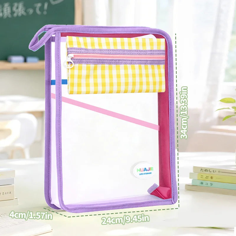 L-Shaped Zipper Mesh Document Bag