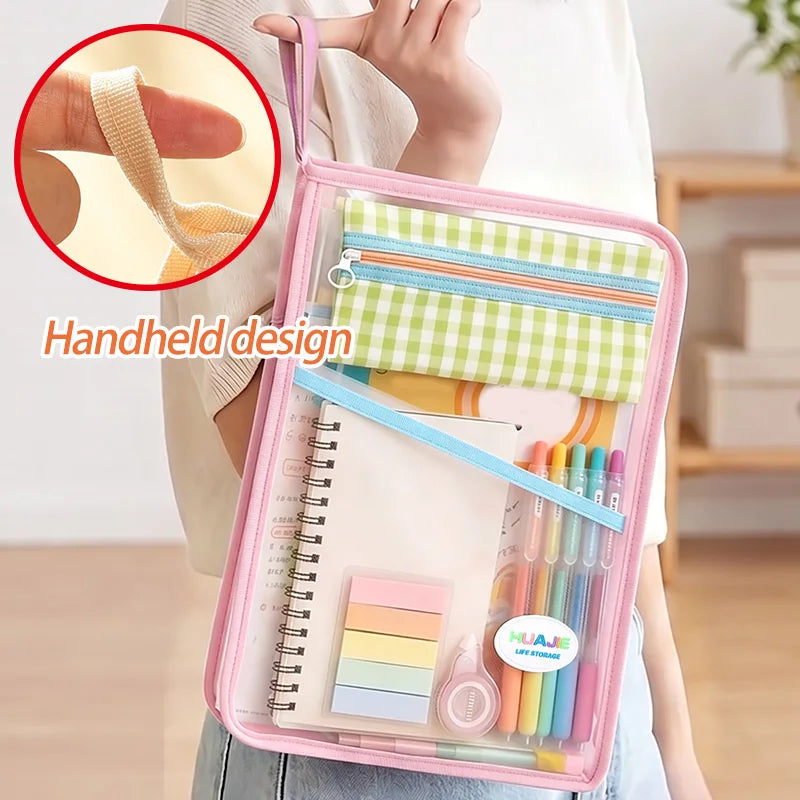 L-Shaped Zipper Mesh Document Bag