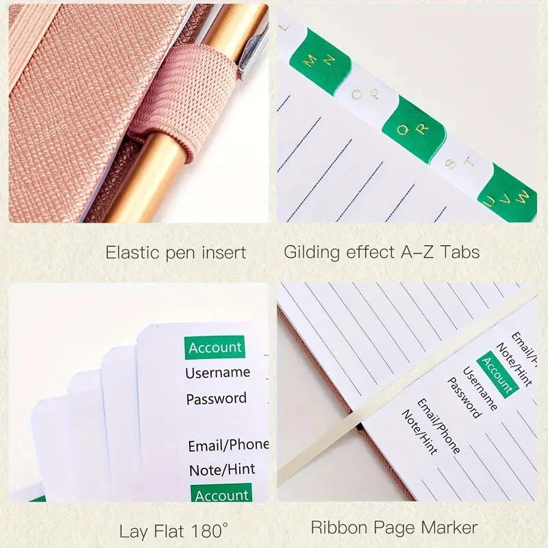 PU Cover Notebook A6 Password Book With Alphabetical Tabs