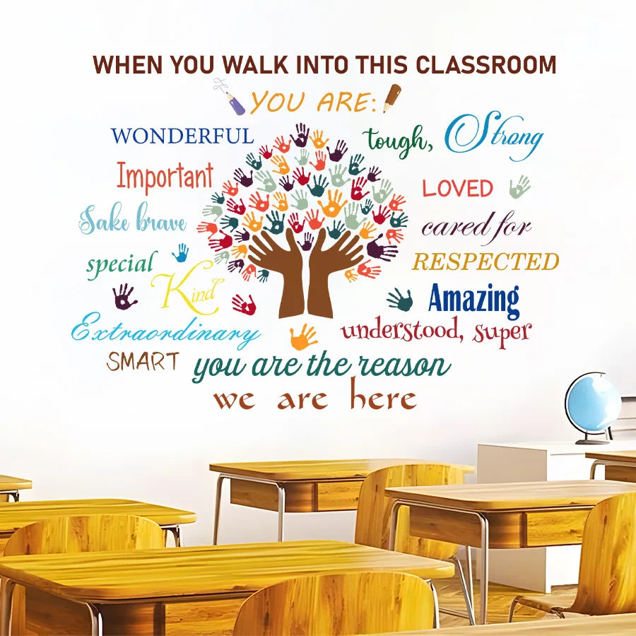 Graffiti Tree Inspiring English Phrases Wall Stickers