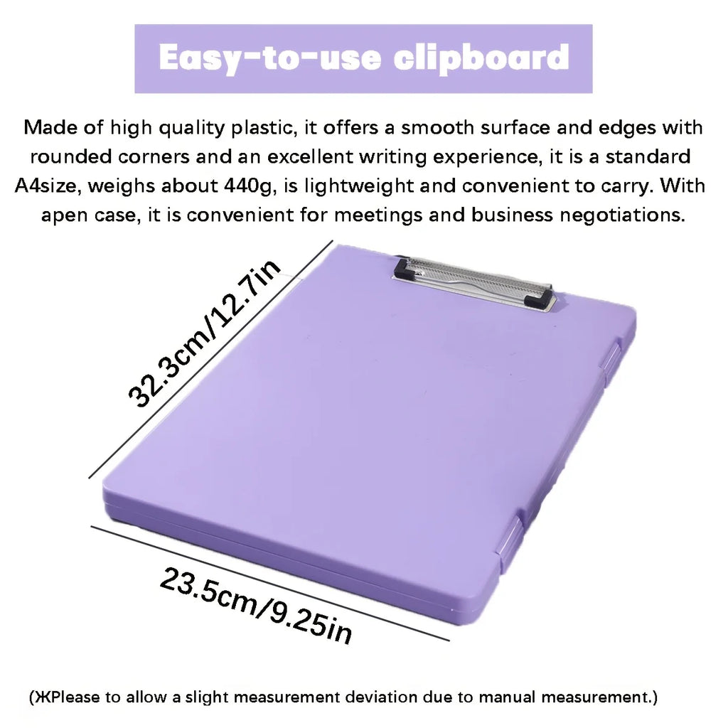 Portable A4 Plastic File Box Clipboard