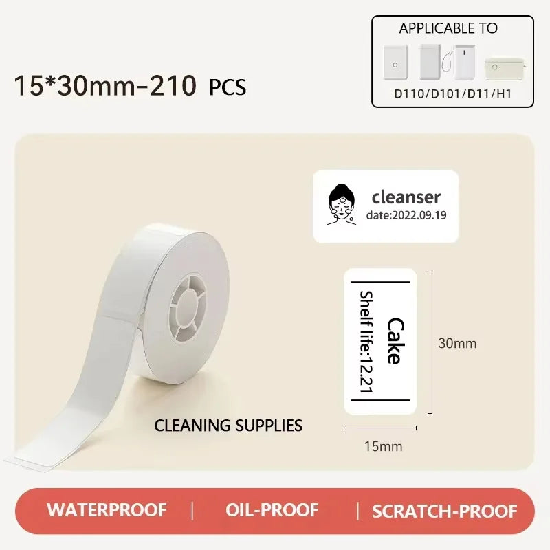 Niimbot D110 Label Sticker White Waterproof Anti-Oil Labels
