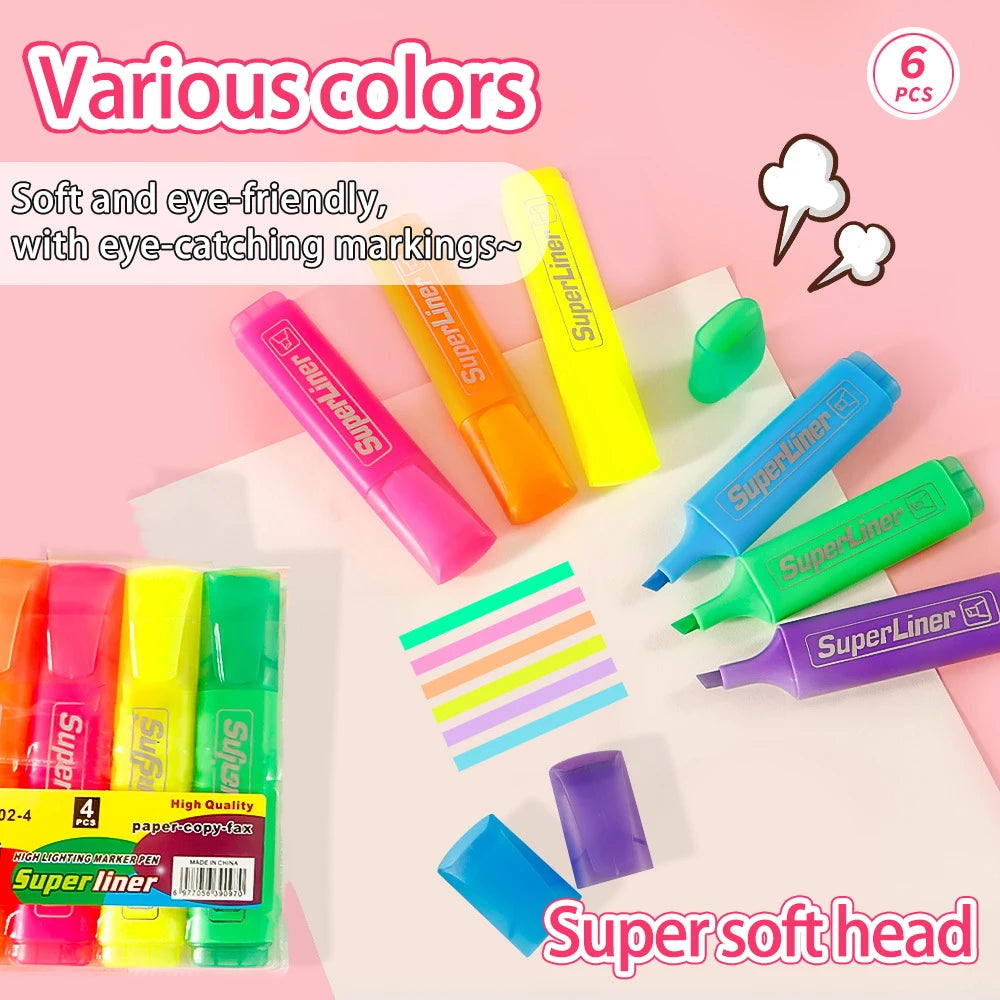 4/6pcs Pastel Color Macaron Highlighter Marker