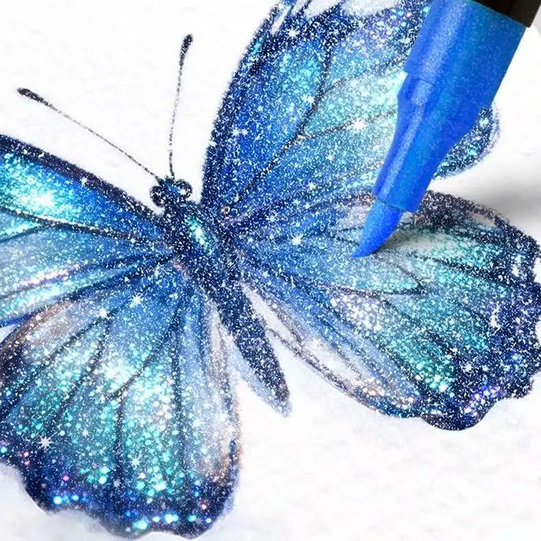 Dual-Tip Dual-Color Glitter Marker Pens