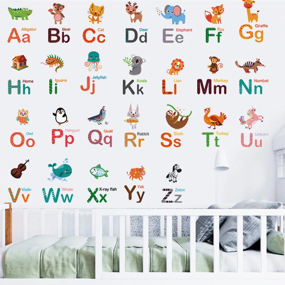 Cartoon Animal Alphabet Wall Sticker
