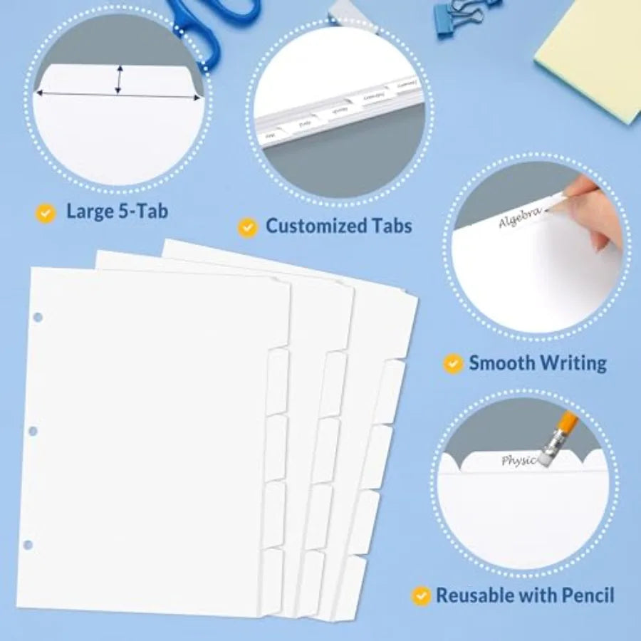 Binder Dividers with Tabs for 3 Ring Binder