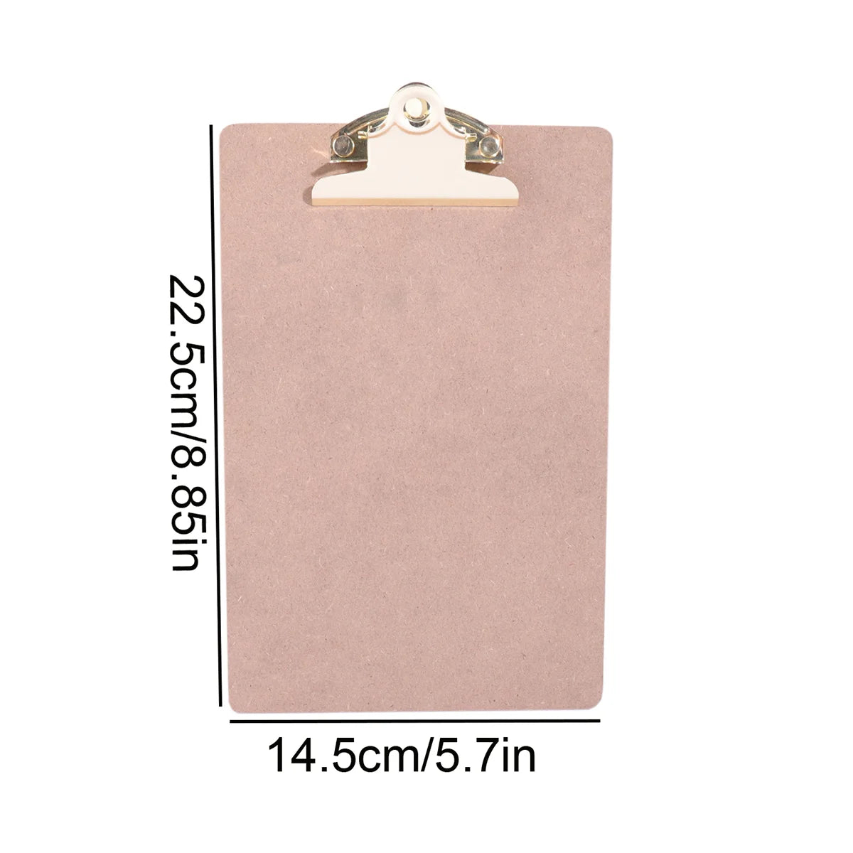 Wood Color Clipboard with Golden Metal Clip