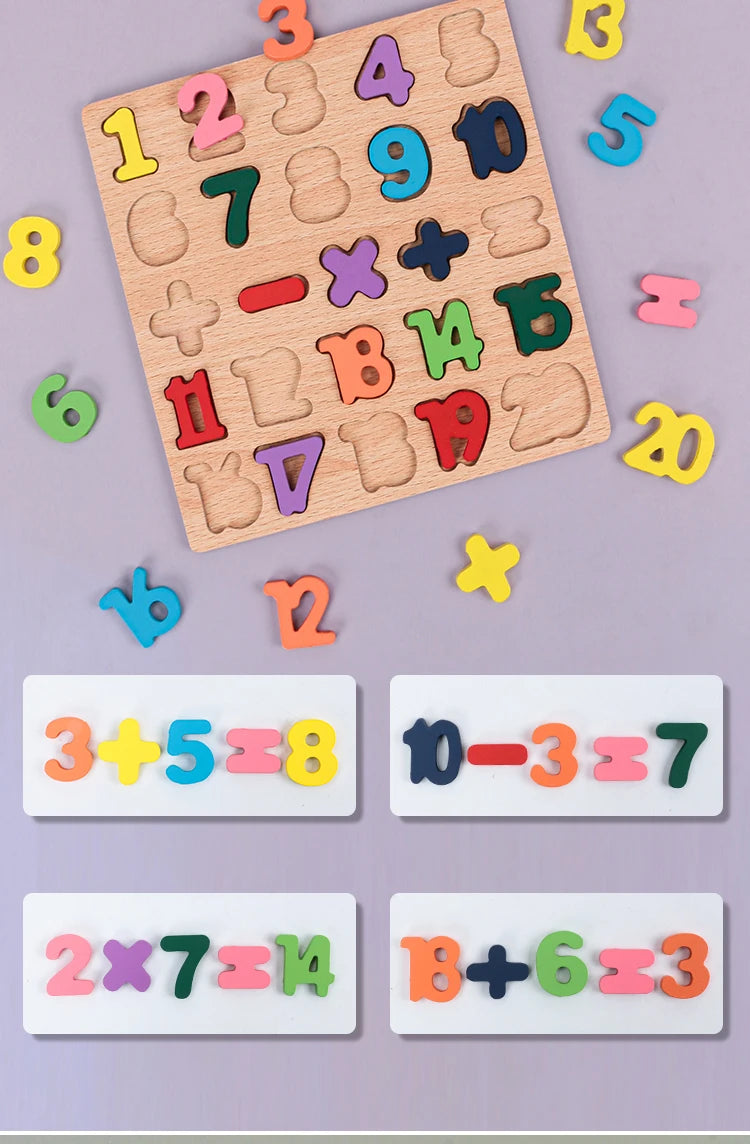 Kids Alphabetic Arithmetic Wooden Puzzle