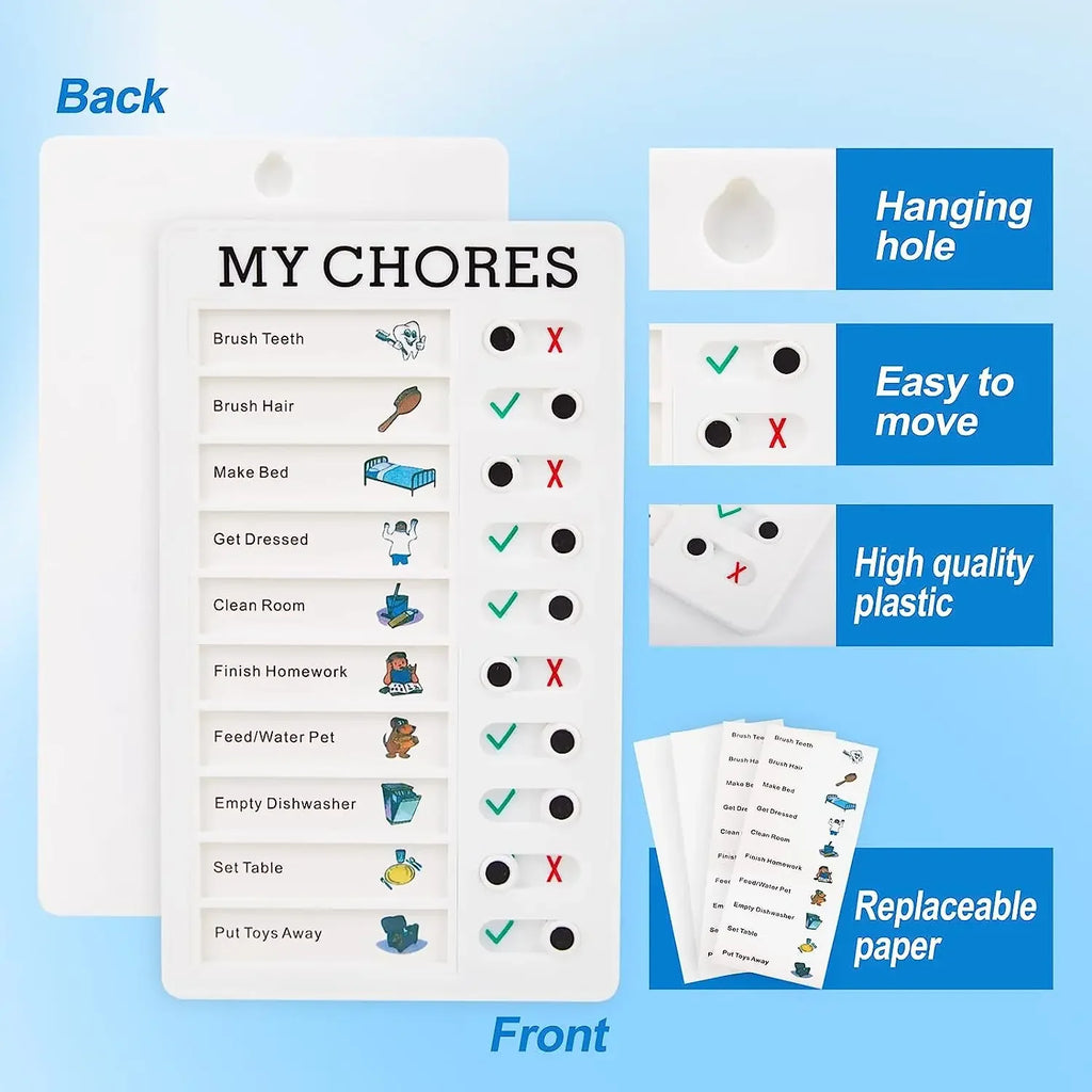 1Pcs Kids Chore Chart with 5Pcs