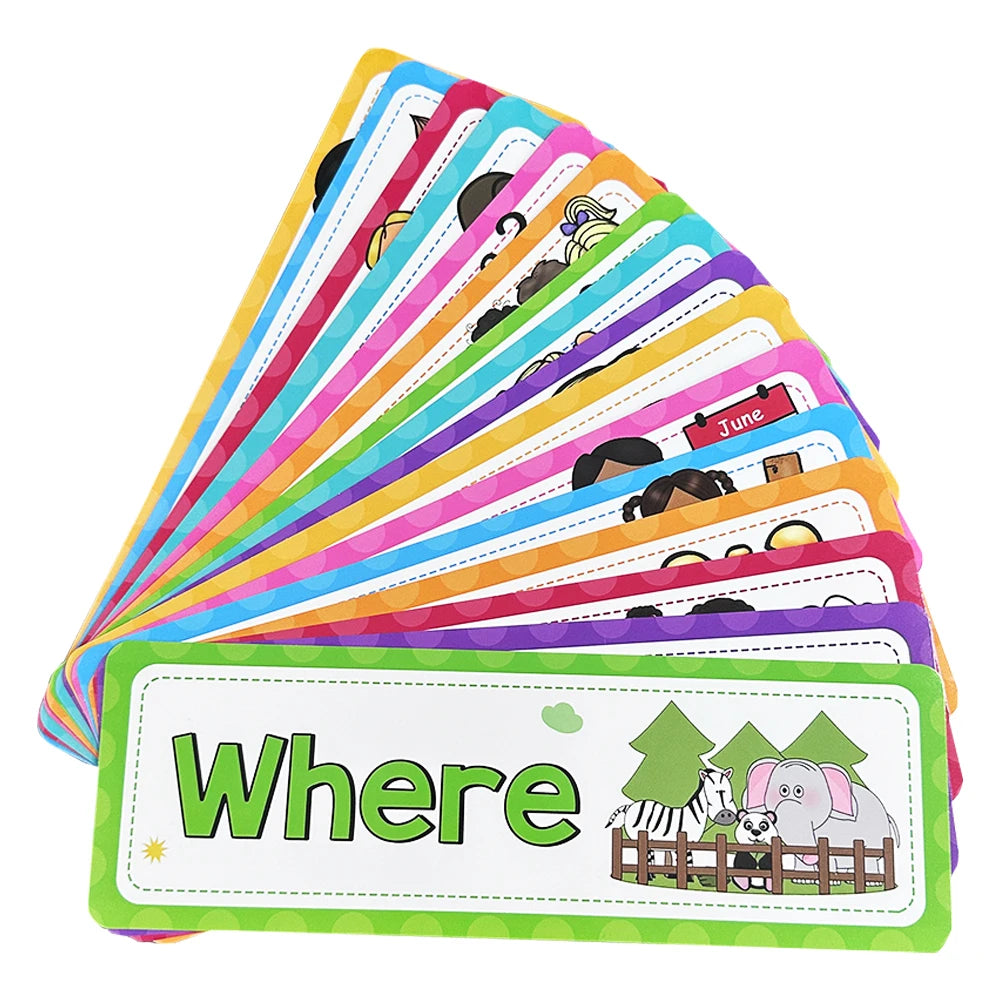 WH Question Words English Grammar Learning Cards