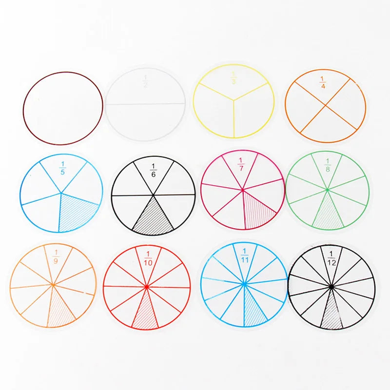 12PCS Set Math Fractions Teaching Supplies