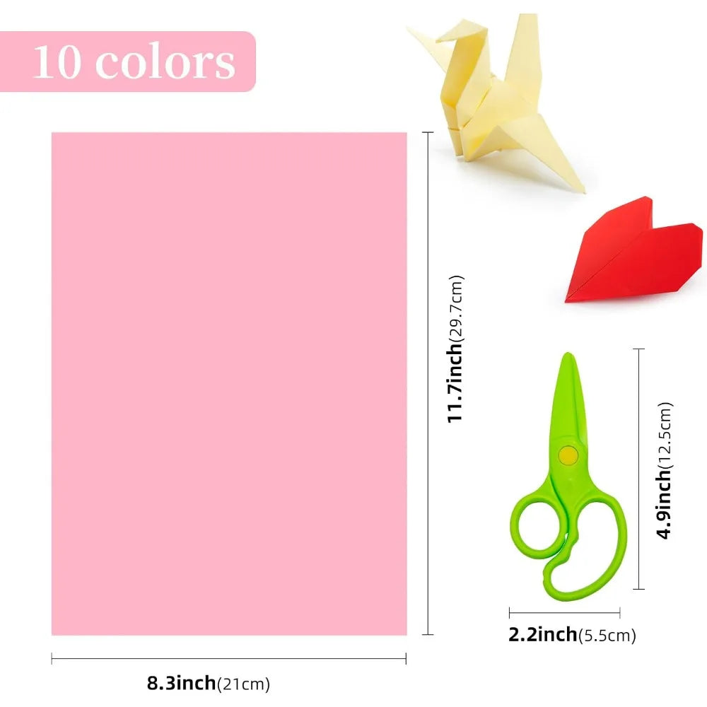 100 Sheets A4 Construction Paper in Assorted Bright Colors