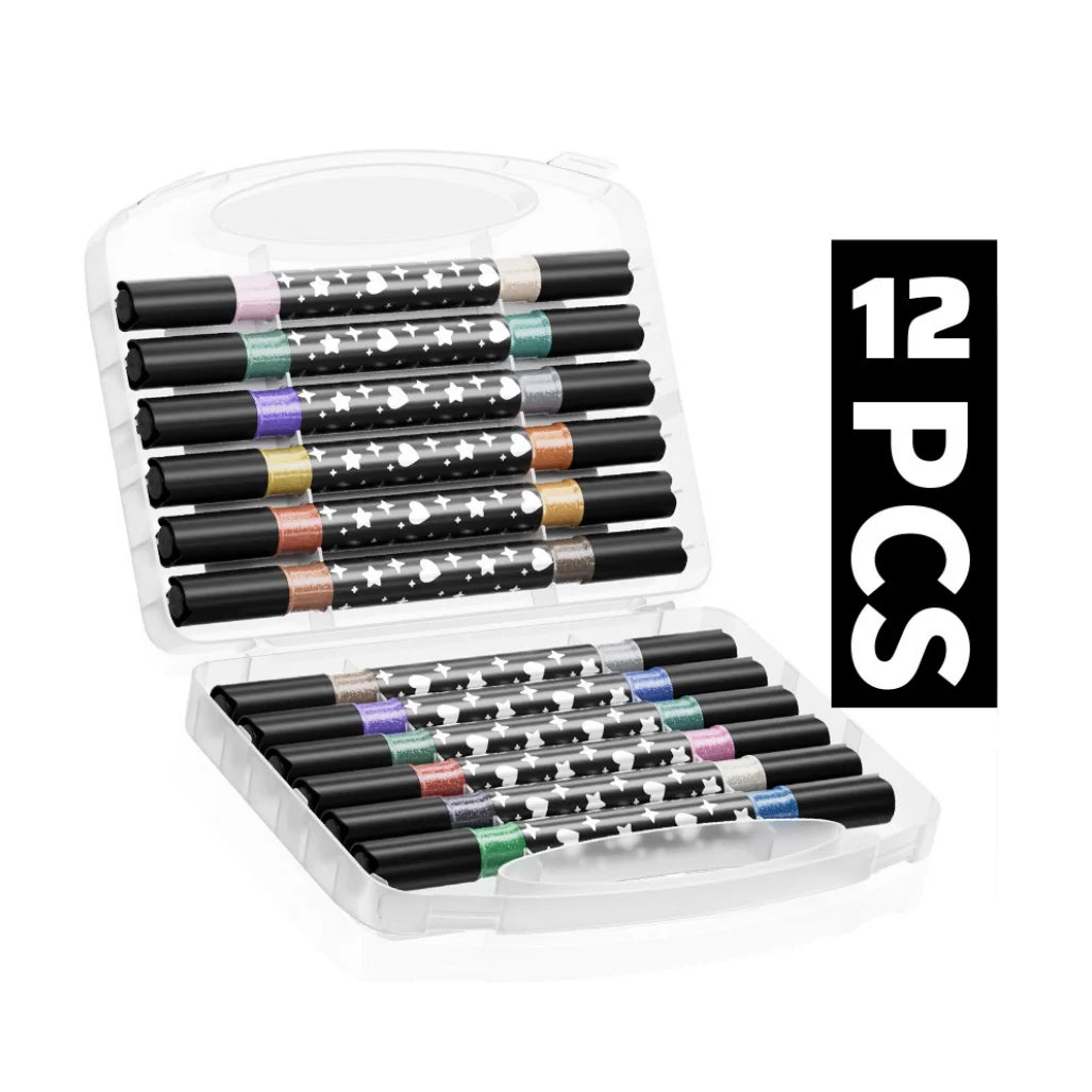 Dual-Tip Dual-Color Glitter Marker Pens