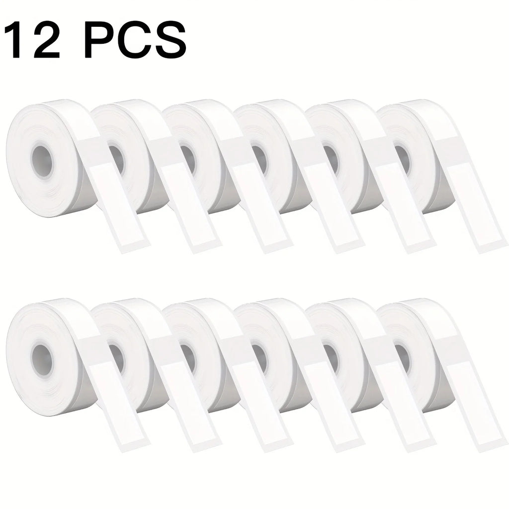 3/6/12 Rolls 12x40mm White Thermal Labels