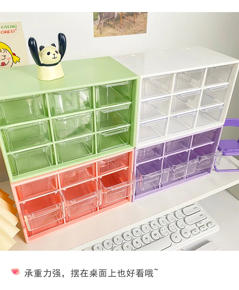 Desktop 9 Grid Storage Boxes Organizer