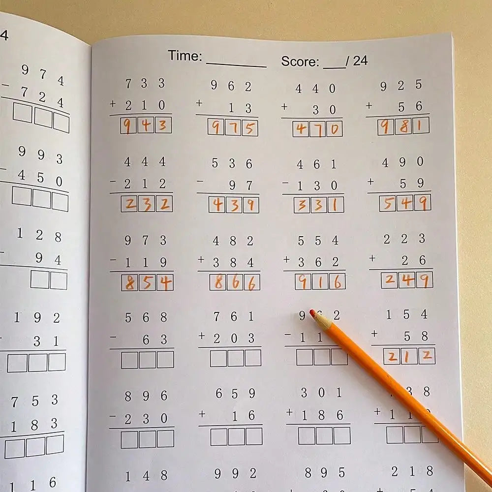 Addition and Subtraction within 1000 Math Workbook Uses for Primary School Arithmetic Practice Grade 1 2 3 4