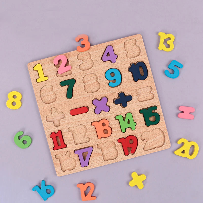 Kids Alphabetic Arithmetic Wooden Puzzle