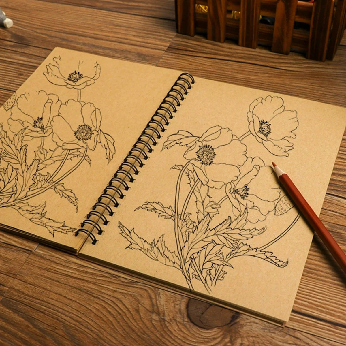 Retro Spiral Kraft Paper Notebook Sketchbook