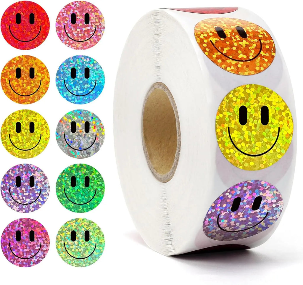 500 Pcs 1in. Smile Face Stickers Roll