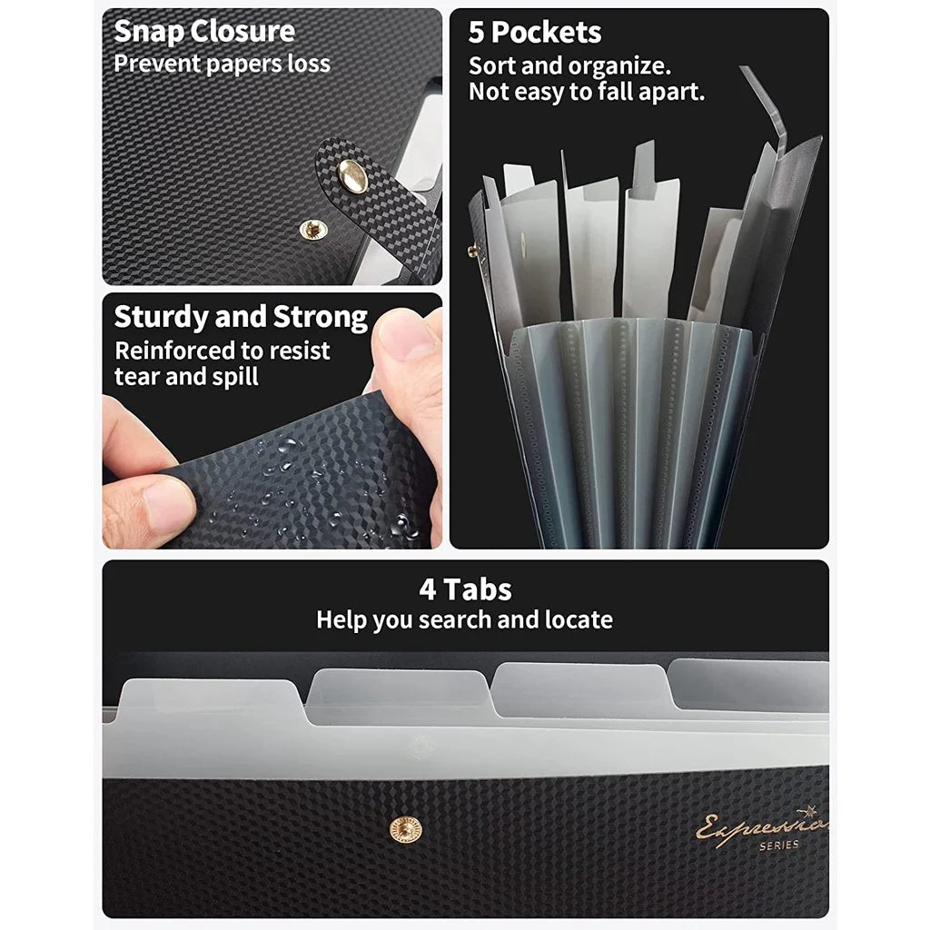 Expanding File Folder with 5 Pocket Folders